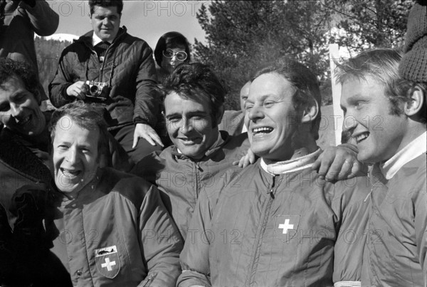 Bobsleigh World Championships in St. Moritz, 1970: Bronze winners Switzerland with Stadler, Candrian, Forster, Schärer, Wicki