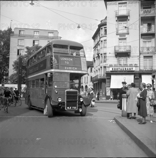 London doubledecker bus in Zurich, 1953