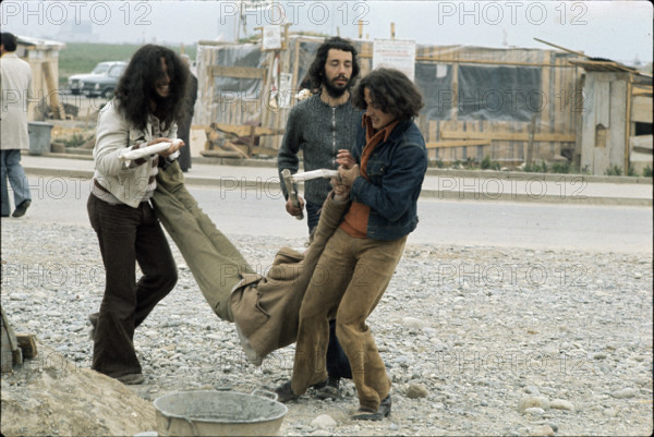Occupation of the construction site for the planned Kaiseraugst nuclear power plant in 1975