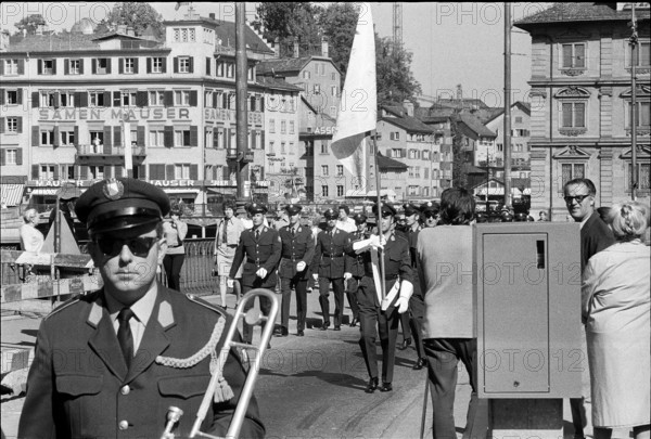 Swearingin of police recruits, police music, 1971