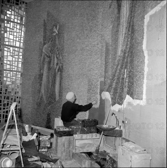 St. Ursuline Monastery Sion: mosaic fresco by Bernard Viglino, 1960