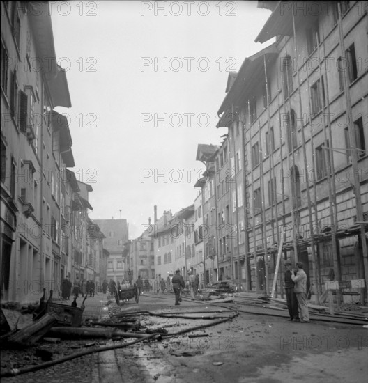 WWII: Bombings; repair work, Schaffhausen 1944