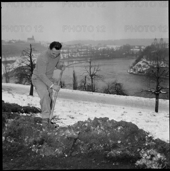 Rheinau power station, first construction works 1952