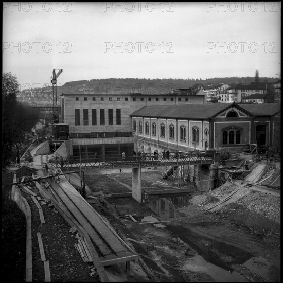 Building site Letten power station, Zurich 1951