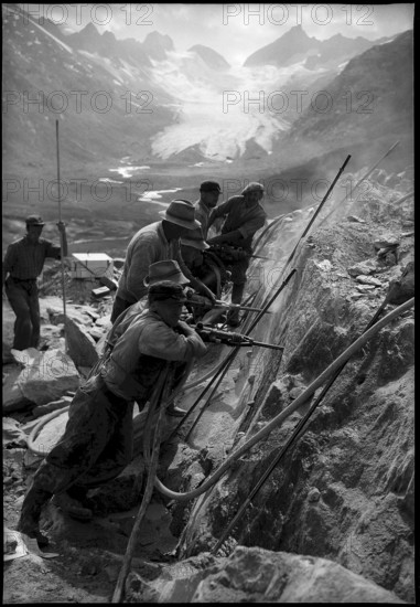 Blasting work on Oberaar building site 1950