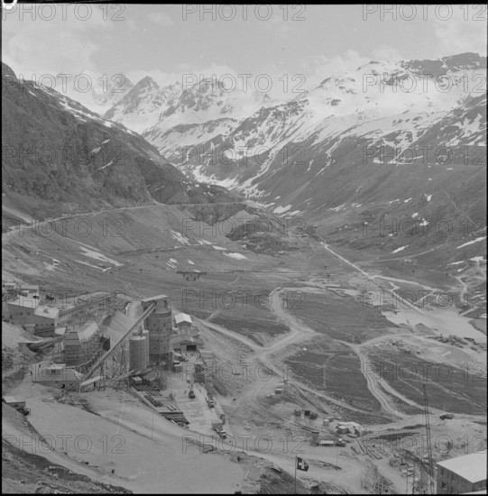 Dam construction, Moiry building site 1956