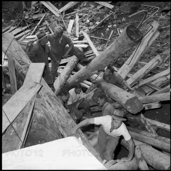 Land slide after heavy rains in La Cornallaz. 1950