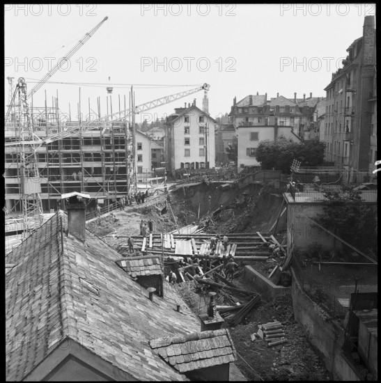 Landslide area Gurnigelwald, damaged wood. 1951