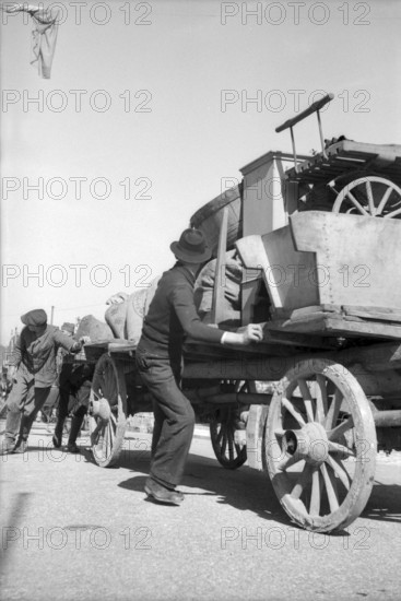 WW 2: bomb airdrop, dropping on goods wagon, Geneva 1944