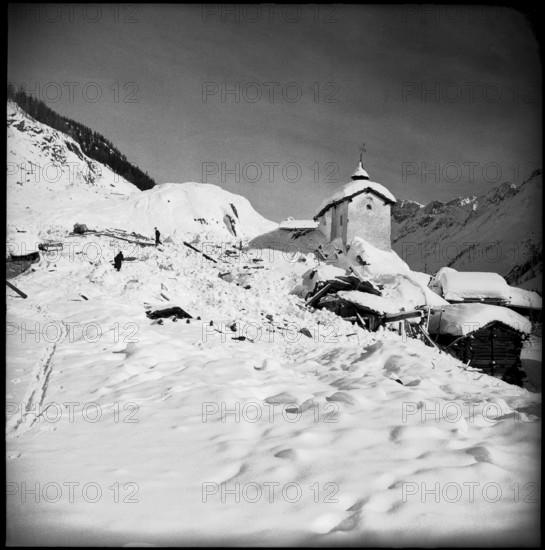 Graves of avalanche victims in the Lötschen valley. 1951