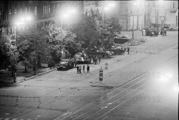 Prague 1968 after the invasion of the Warsaw Pact troops: Soviet tanks