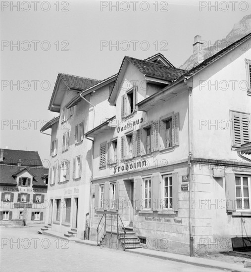 Erstfeld, restaurants on the main street; 1942