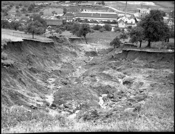 Schmerikon, mudslide after heavy rainfall; 1953