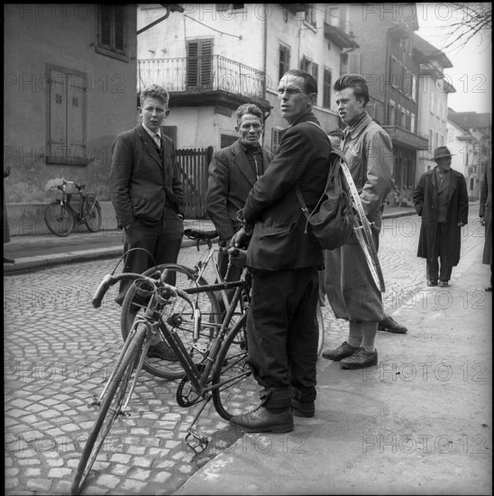 Men at the bicycle market, Zurich 1952