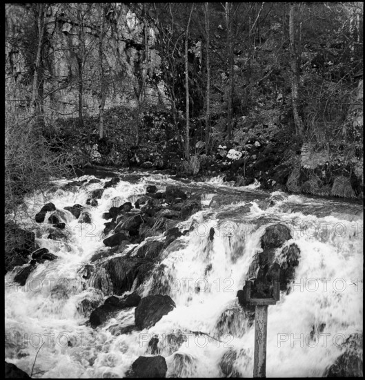Val de Travers, the river L' Areuse near Noiraigue; 1950