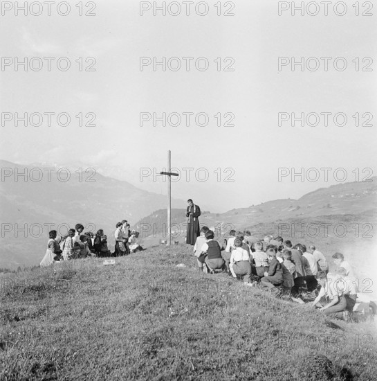 Alpine blessing in Obersaxen, circa 1950