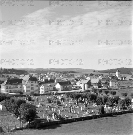 View of the FranchesMontagnes with Saignelégier, 1958