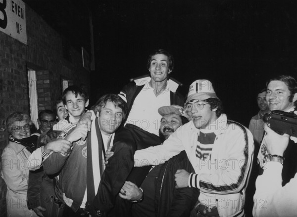Champions Cup 1979/80: Beveren Servette Geneva; fans celebrate Barberis
