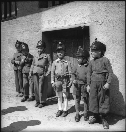 Cadets in the Valais village of Chermignon, 1942