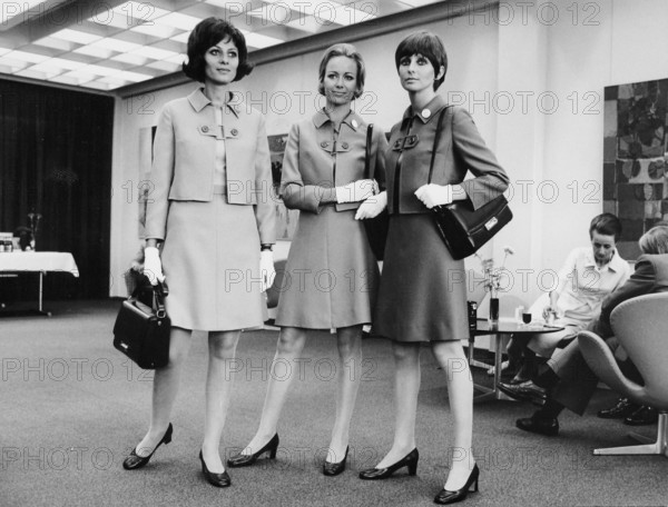 Hostesses in new Swissair uniforms, Kloten 1970