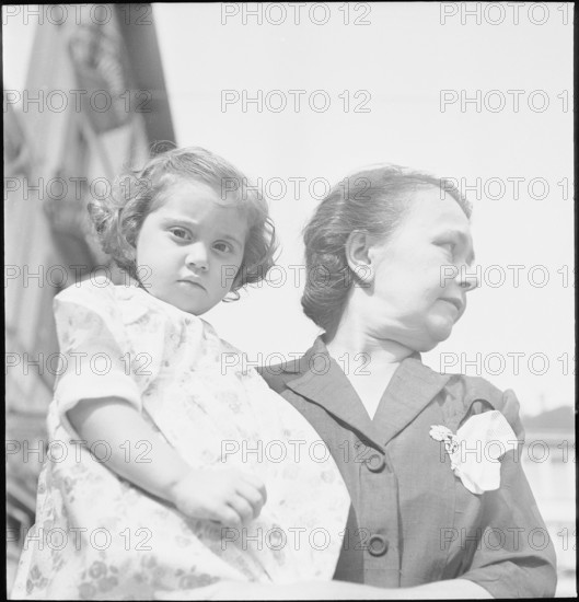 WWII: National border; little girl with woman, Chiasso around 1943