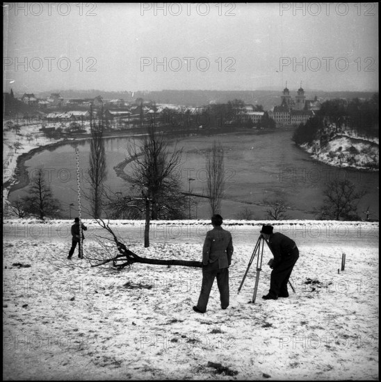 Rheinau power plant, first construction work in 1952