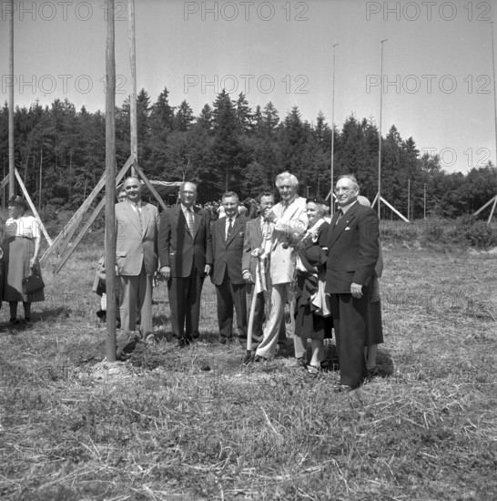 Breaking ground for the first temple of the Mormons in Switzerland, 1953