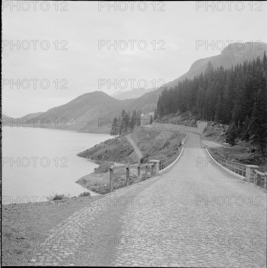 Julier road at Marmorera reservoir 1955.