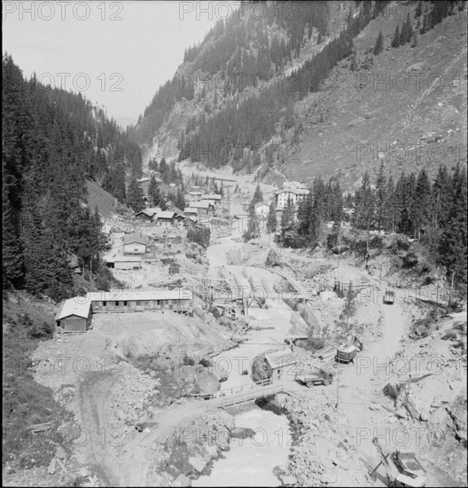 Building site Mauvoisin power station 1953.
