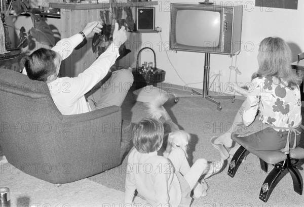 Family watching television, TV 1971.