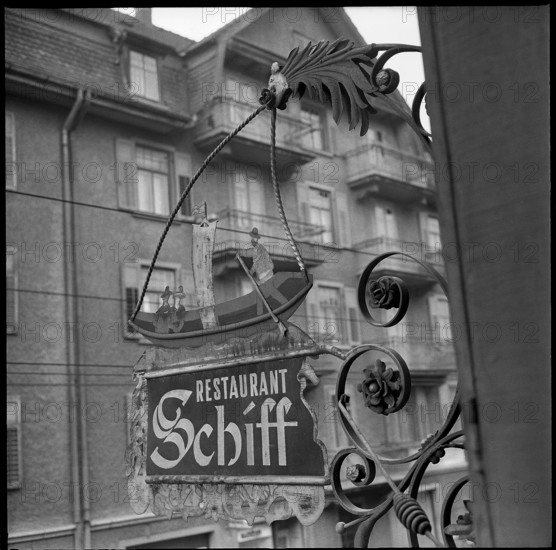 Inn sign Restaurant Schiff in Reussbühl 1971.