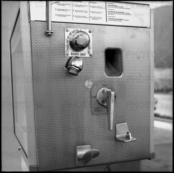 Gas station in Stans 1971: Petrol pump.