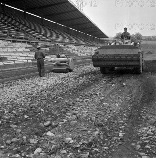 Letzigrund Stadium; construction of athletics track 1968.