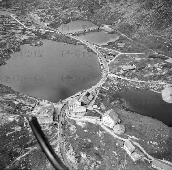 Lake Ritom at the highest point of Gotthard pass; 1954.