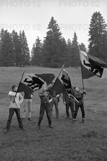 Jura conflict: anitseparatist meeting in Tramelan, 1967.