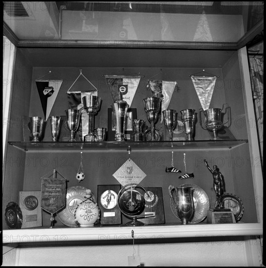 Soccer trophies in the Restaurant Schützenruh 1969.