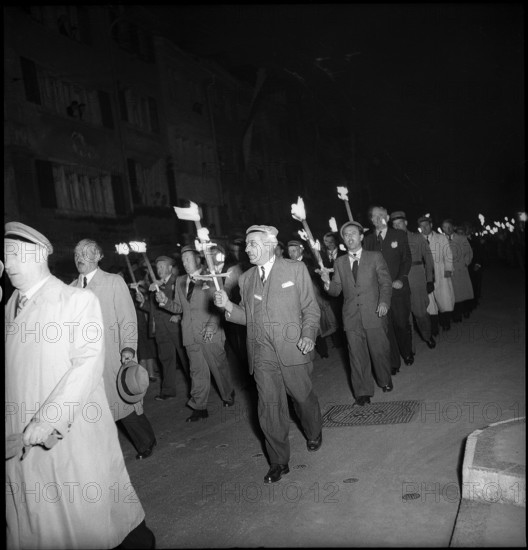 Torchlit parade of former students of Technikum Winterthur 1949.