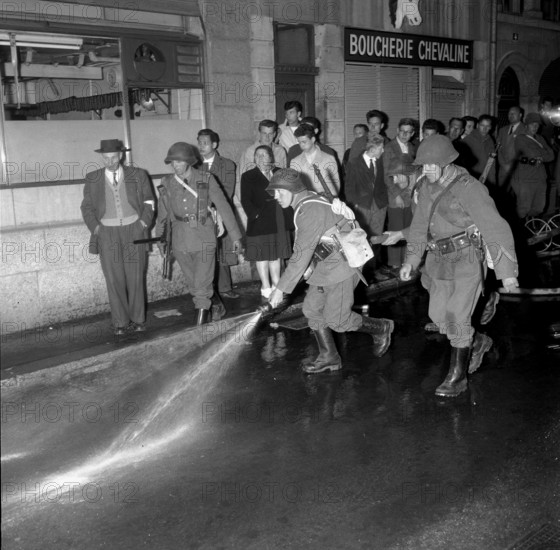 Civil defence training in Neuchâtel, 1959.