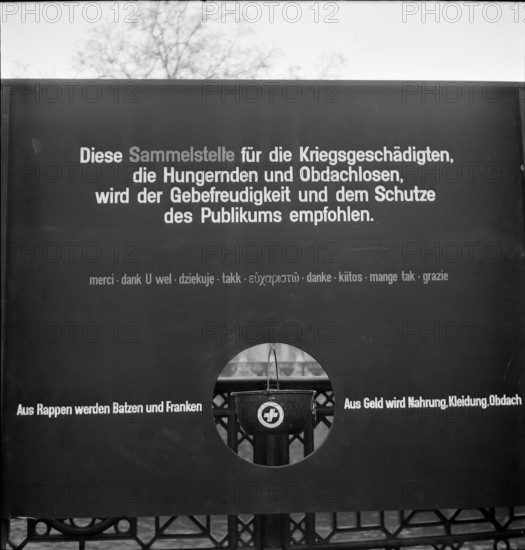 Swiss donation collecting point, 1945.