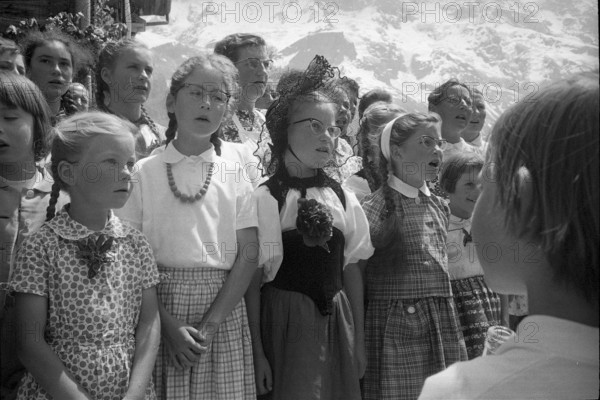 Festivities at opening of a new part of the Schilthornbahn, 1965.