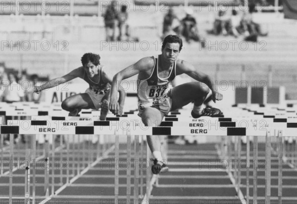 WC 1987 Rome, heat 110m hurdles: Carranza, Niederhaeuser.