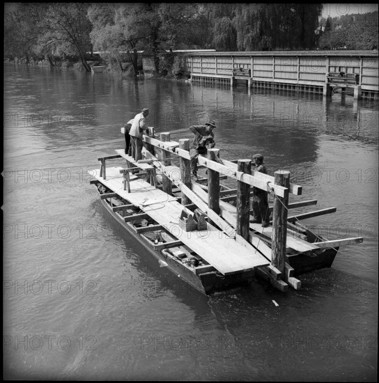 Preparations for widening of the Dalmazi bridge; 1957.
