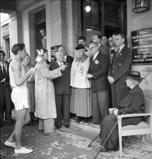Olympic Games London 1948: the olympic flame in Lausanne.