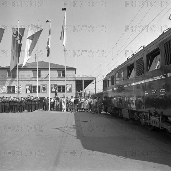 Opening ceremony of the Gotthard engine Zurich, Zurich Wollishofen in 1956.