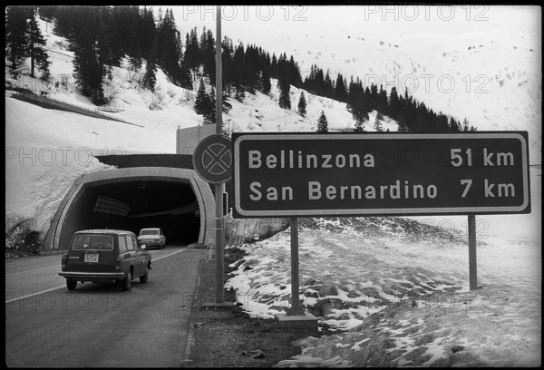 Car in front of San Bernardino tunnel 1970.