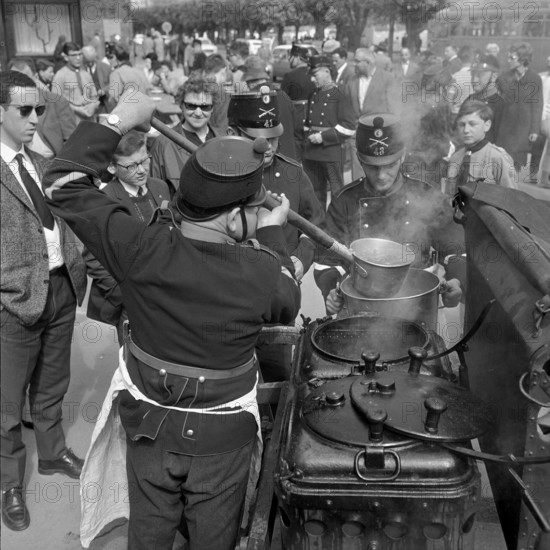 Antique mobile kitchen and uniform, Lucerne 1964.