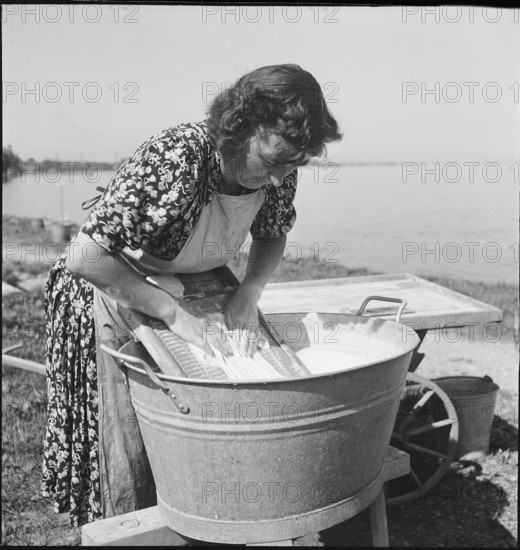 Woman washing at Lake Constance, 1944.