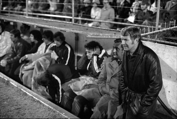 International match Switzerland - Italy 1972: The Swiss bench.