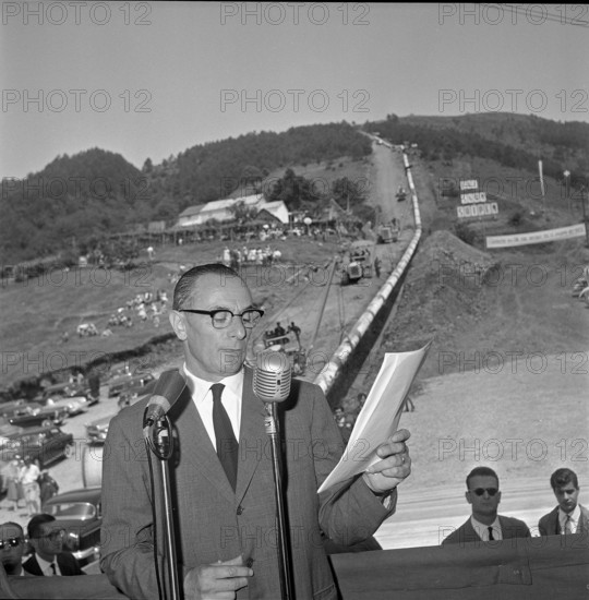 Enrico Mattei, official start of building of the central european pipeline; 1961.