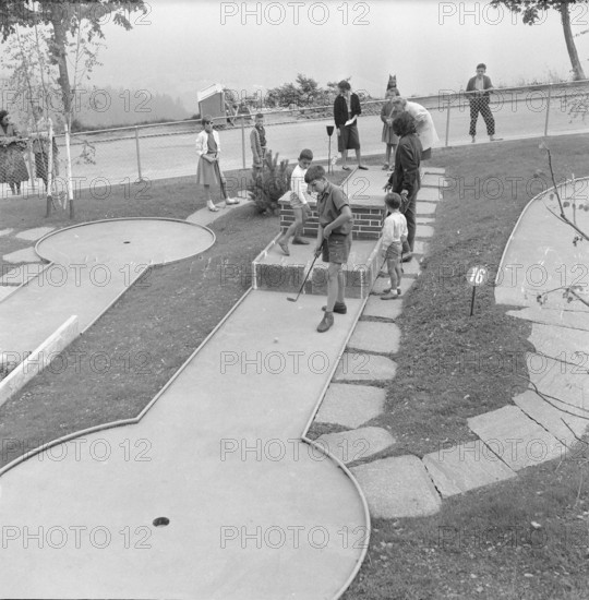 Crazy golf ground in Leysin, 1955.